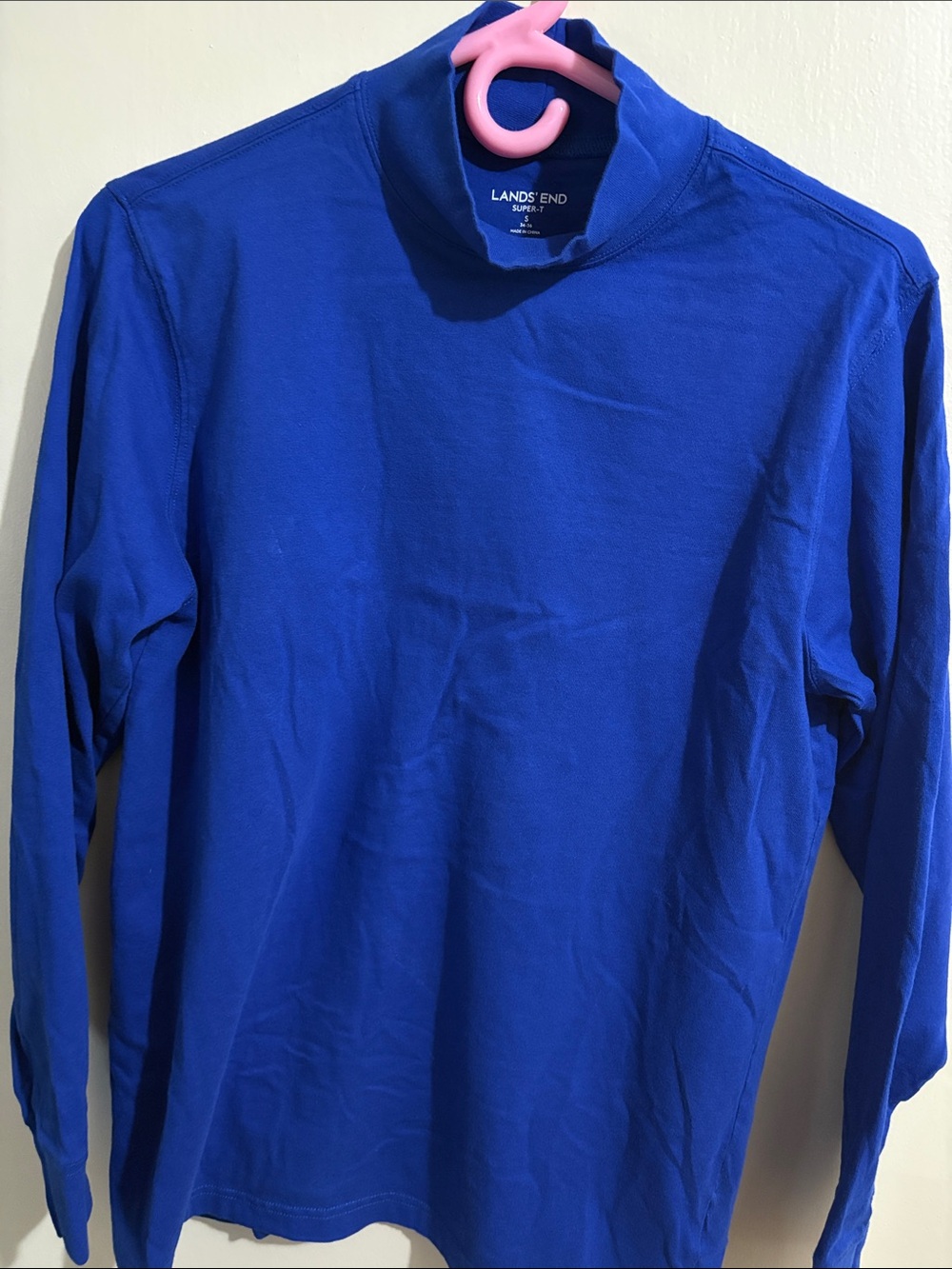 Lands' End Bright Royal Blue Long Sleeve Mock Neck Top